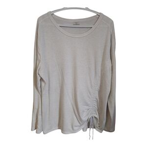 Cream Ruched Long Sleeve Blouse